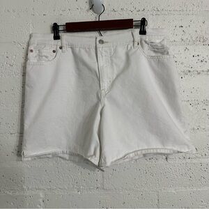American Eagle Womens Jean Shorts 16 White Denim Distressed Cotton Blend Stretch